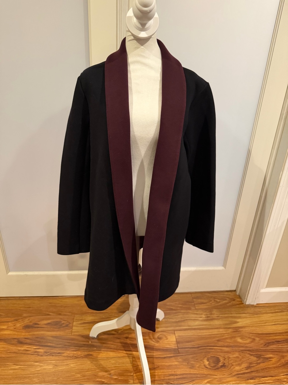 Marc New York Black Coat with Burgundy Interior